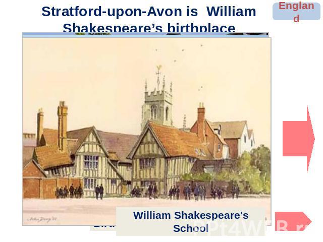 Stratford-upon-Avon is William Shakespeare’s birthplace William Shakespeare's School