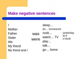 Make negative sentences