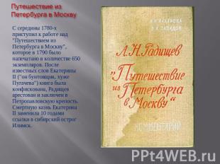 С середины 1780-х приступил к работе над "Путешествием из Петербурга в Москву",