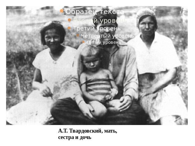 А.Т. Твардовский, мать, сестра и дочь
