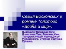 Семья Болконских в романе Толстого «Война и мир»