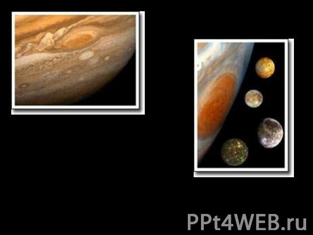 Большое Красное ПятноГигантский ураган в атмосфере ЮпитераГалилеевские спутникиСамые известные спутники Юпитера, открытые в 1610 г. Галилео Галилеем