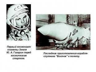 Первый космонавт планеты Земля Ю. А. Гагарин перед космическим стартом.Последние