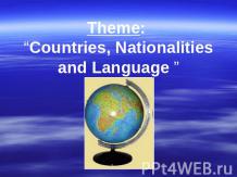 Countries, Nationalities and Language