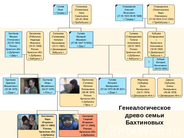 Генеалогическое древо семьи Бахтиновых
