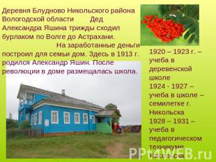 Деревня Блудново Никольского района Вологодской области Дед Александра Яшина три