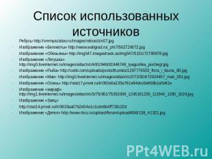 Список использованных источников Ребусы http://vremyazabav.ru/images/rebusi/ziv0