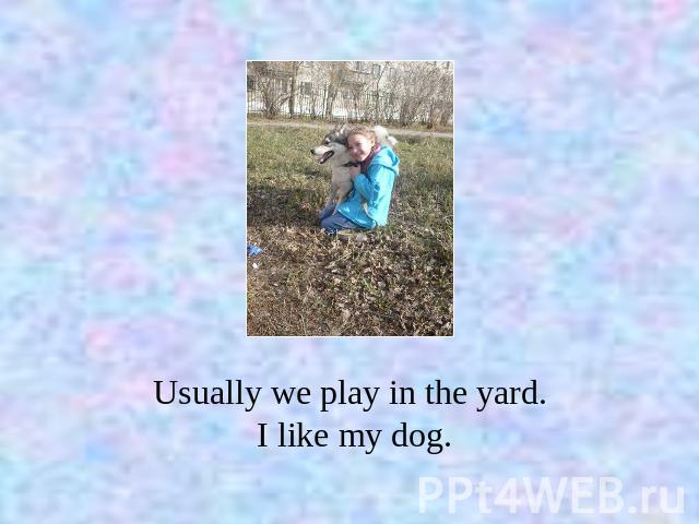 Usually we play in the yard. I like my dog.