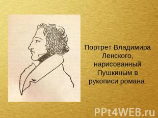 Портрет Владимира Ленского, нарисованный Пушкиным в рукописи романа