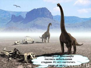 Травоядные динозавры паслись небольшими стадами. На них охотились хищные ящеры.