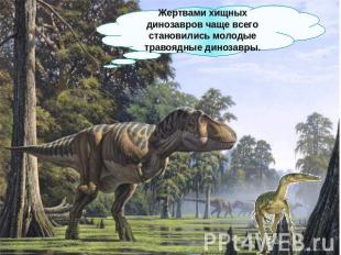 Жертвами хищных динозавров чаще всего становились молодые травоядные динозавры.