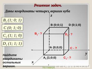 Даны координаты четырех вершин кубаДаны координаты четырех вершин куба