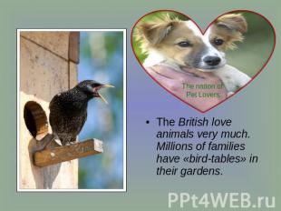 The British love animals very much. Millions of families have «bird-tables» in t
