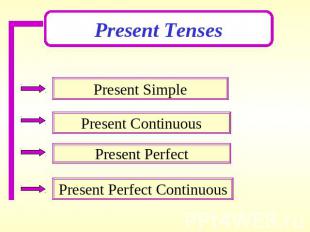 Present TensesPresent SimplePresent ContinuousPresent PerfectPresent Perfect Con