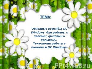 ТЕМА: Основные команды ОС Windows для работы с папками, файлами и ярлыками. Техн