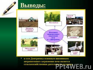 Выводы: в селе Дмитриевка основным виновником антропогенного загрязнения почв яв