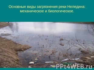 Основные виды загрязнения реки Неледина: механическое и биологическое.