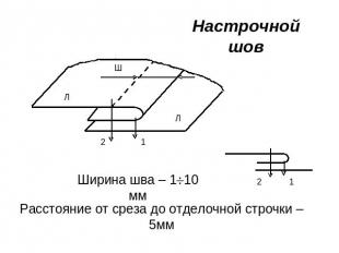 Настрочной шовШирина шва – 110 ммРасстояние от среза до отделочной строчки – 5мм