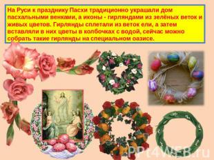 На Руси к празднику Пасхи традиционно украшали дом пасхальными венками, а иконы