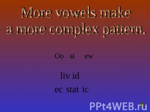 More vowels makea more complex pattern.Ooaiew