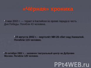 «Чёрная» хроника9 мая 2002 г. — теракт в Каспийске во время парада в честь Дня П