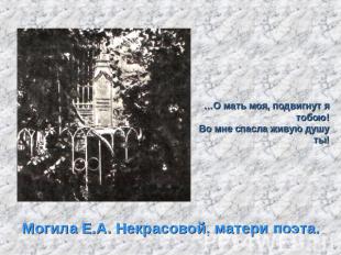 Могила Е.А. Некрасовой, матери поэта. …О мать моя, подвигнут я тобою!Во мне спас