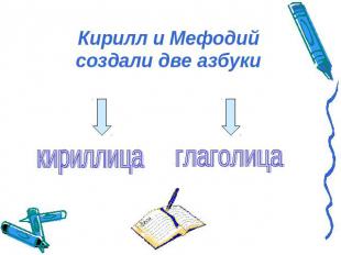 Кирилл и Мефодийсоздали две азбуки кириллицаглаголица