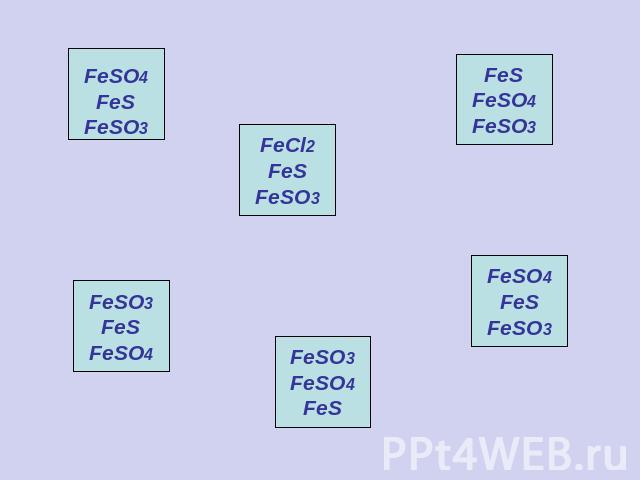 FeSO4 FeS FeSO3 FeSO3 FeS FeSO4