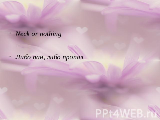 Neck or nothing-Либо пан, либо пропал