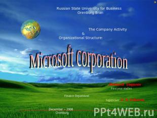 Russian State University for Business Orenburg Bran The Company Activity & Organ