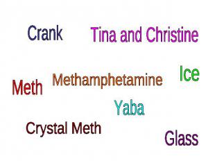 Crank Tina and Christine MethCrystal MethMethamphetamine Yaba Glass Ice