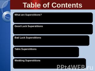 Table of Contents What are Superstitions?Good Luck SuperstitionsBad Luck Superst