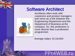 Software Architect Architects often work with customers and product managers and