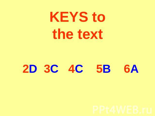 KEYS to the text 2D 3C 4C 5B 6A
