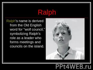 Ralph Ralph's name is derived from the Old English word for "wolf council," symb