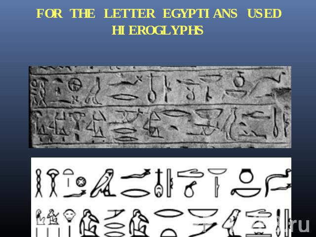 FOR THE LETTER EGYPTIANS USED HIEROGLYPHS