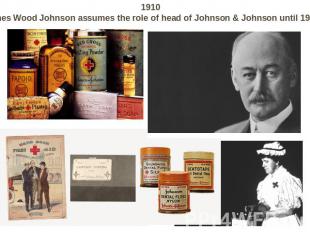 1910 James Wood Johnson assumes the role of head of Johnson & Johnson until 1932