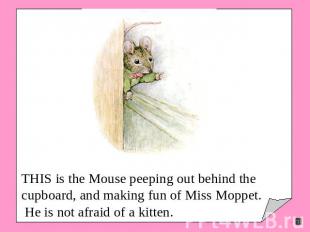THIS is the Mouse peeping out behind the cupboard, and making fun of Miss Moppet