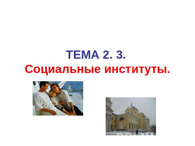 TEМA 2. 3. Социальные институты.