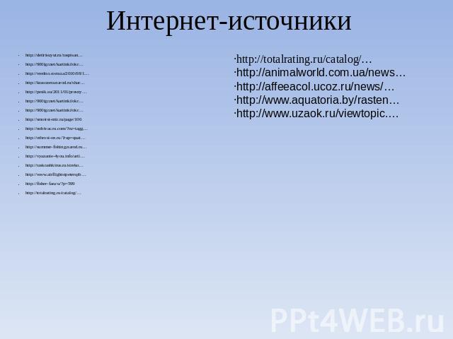 Интернет-источники http://detirisuyut.ru/raspisan…http://900igr.net/kartinki/okr…http://vredno.com.ua/2010/08/1…http://krasozera.narod.ru/shar…http://pesik.su/2011/01/presny…http://900igr.net/kartinki/okr…http://900igr.net/kartinki/okr…http://smotre…