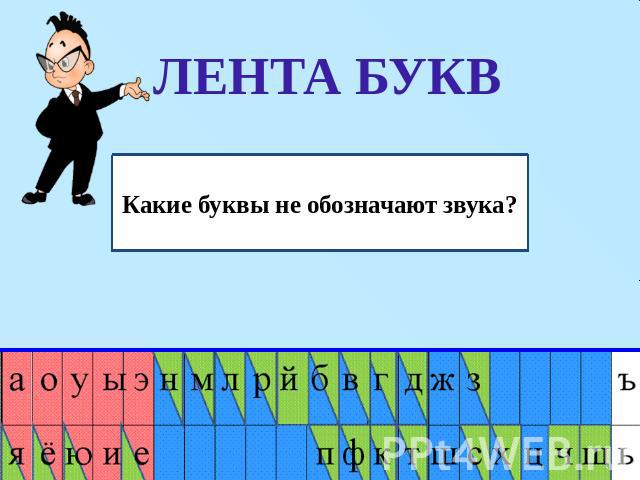 ЛЕНТА БУКВ Какие буквы не обозначают звука?