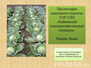 Презентацию выполнила студентка ГОУ СПО «Баймакский сельскохозяйственный технику