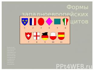 Формы западноевропейских щитов Варяжский щитФранцузский щитОвальный щитРомбовидн