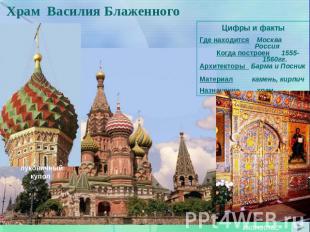 Храм Василия Блаженного Цифры и фактыГде находится Москва Россия Когда построен