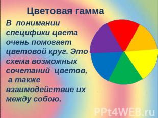 Цветовая гамма В понимании специфики цвета очень помогает цветовой круг. Это схе